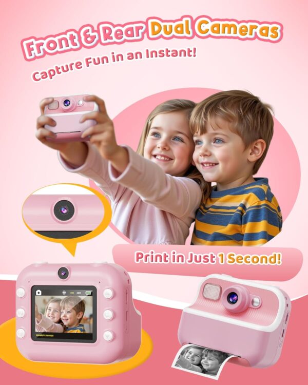 Limited Time Deal 50%OFF! Instant Camera, Front Rear Dual Selfie Kids Camera - Image 4