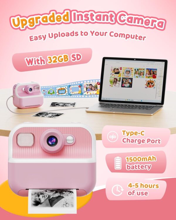 Limited Time Deal 50%OFF! Instant Camera, Front Rear Dual Selfie Kids Camera - Image 8
