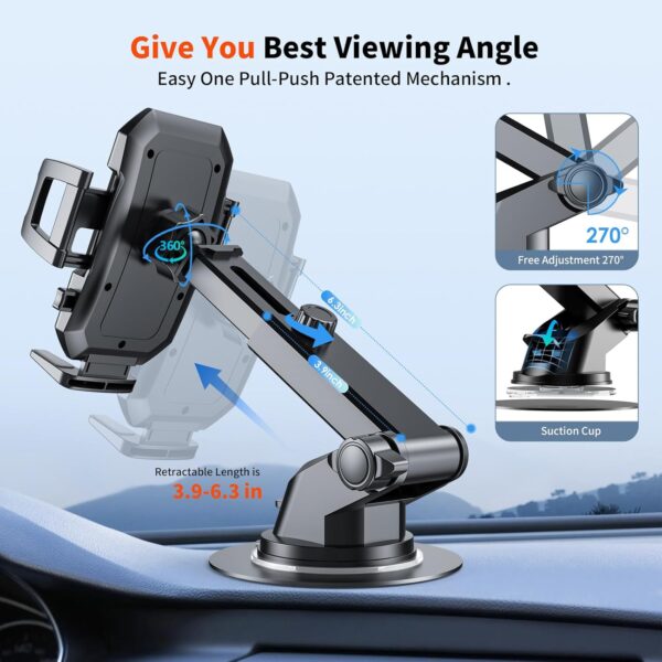 Limited Time Deal 75%OFF! Upgraded 3-in-1 Car Phone Holder Mount [Powerful Suction] Phone Mount for Car - Image 6