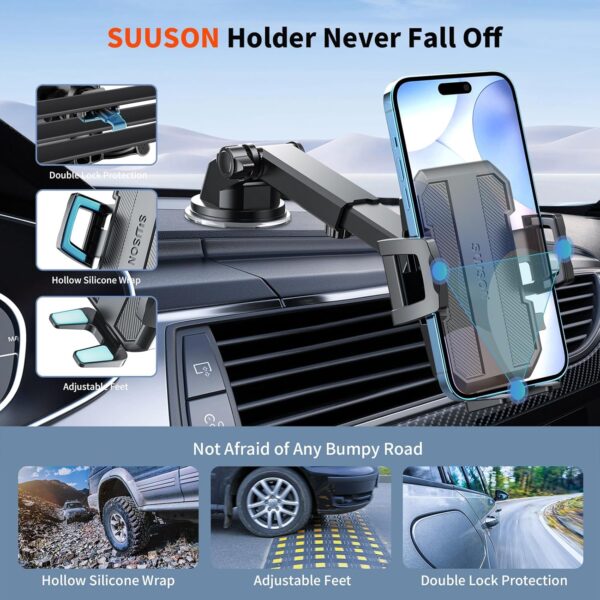 Limited Time Deal 75%OFF! Upgraded 3-in-1 Car Phone Holder Mount [Powerful Suction] Phone Mount for Car - Image 7