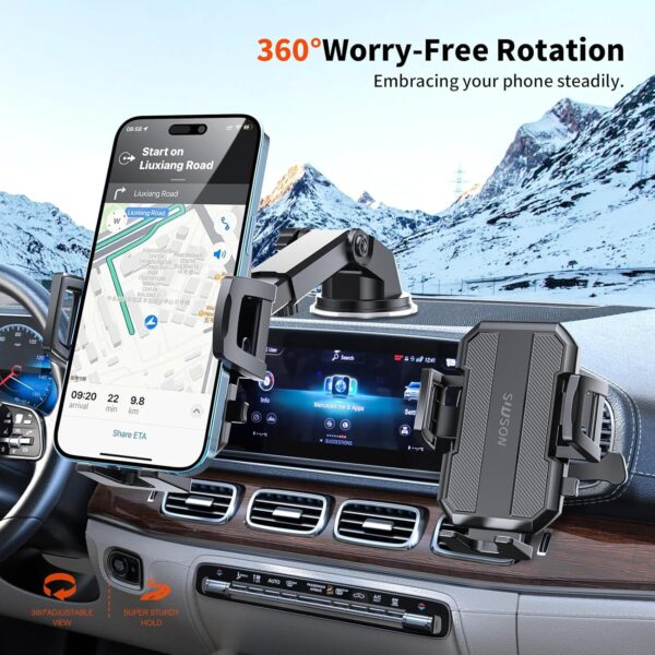 Limited Time Deal 75%OFF! Upgraded 3-in-1 Car Phone Holder Mount [Powerful Suction] Phone Mount for Car - Image 8