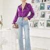 Limited Time Deal 72%OFF! Ekouaer Women's Classic Button Down Long Satin Silk Pajama Set - Image 6