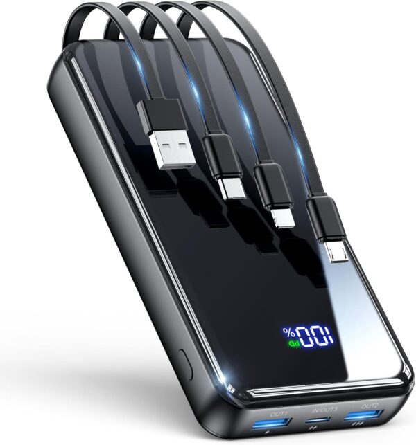 Limited Time Deals 81%OFF!  Portable Charger, 42800mAh Power Bank Built-in Cable, 22.5W PD USB