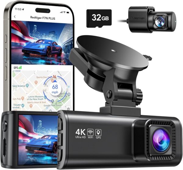 Limited Time Deal 55%OFF! REDTIGER Dash Cam Front Rear, 4K/2.5K Full HD Dash Camera for Cars,