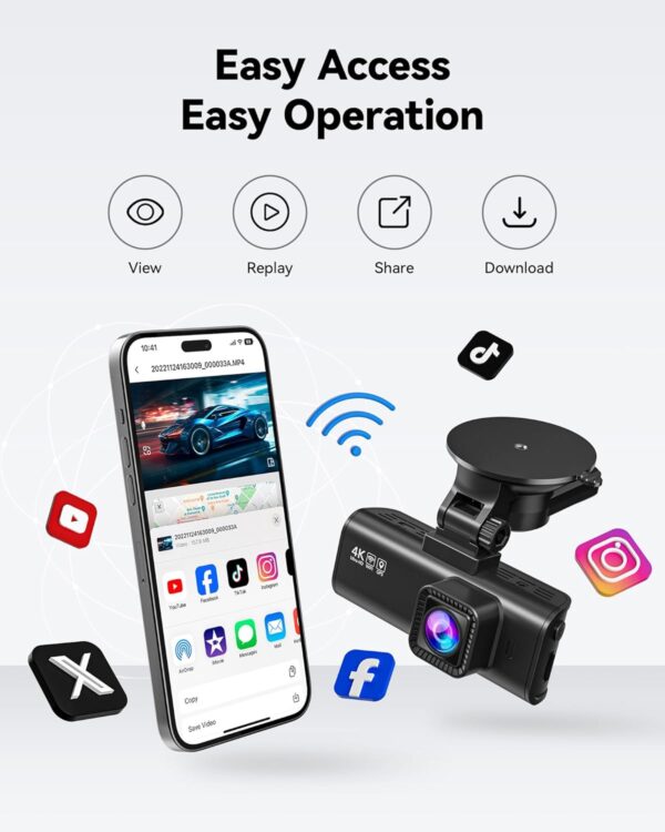 Limited Time Deal 55%OFF! REDTIGER Dash Cam Front Rear, 4K/2.5K Full HD Dash Camera for Cars, - Image 6