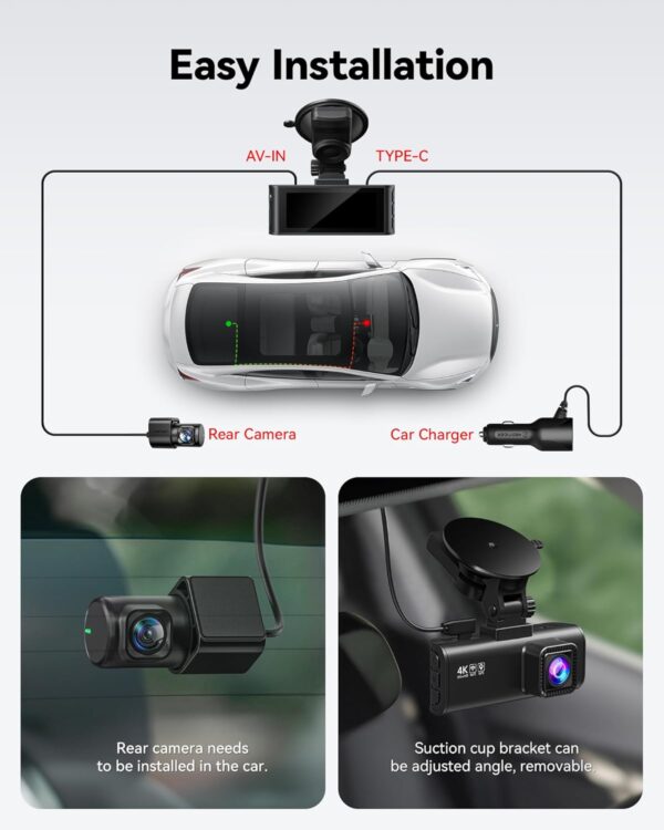 Limited Time Deal 55%OFF! REDTIGER Dash Cam Front Rear, 4K/2.5K Full HD Dash Camera for Cars, - Image 9