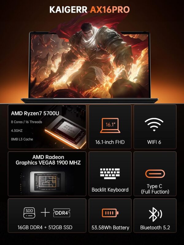 Limited Time Deal 71%OFF! 2025 AMD Laptop, 16.1inch Laptop Computer with AMD Ryzen - Image 3