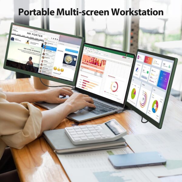 Limited Time Deal 38%OFF! 14’’ Triple Laptop Screen Extender, 1080P FHD Portable Dual Monitor for Laptop - Image 3