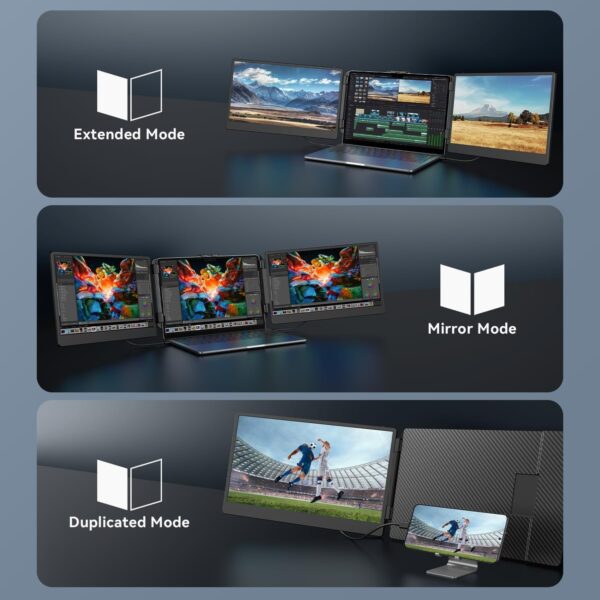 Limited Time Deal 38%OFF! 14’’ Triple Laptop Screen Extender, 1080P FHD Portable Dual Monitor for Laptop - Image 5