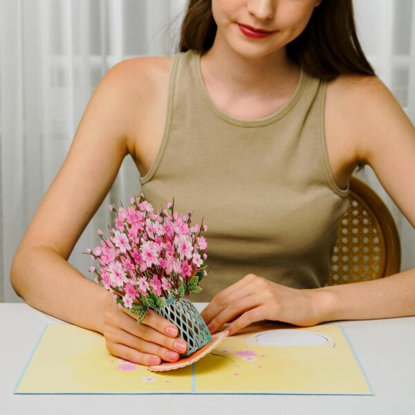 Limited Time Deal 10%OFF! Paper Love 3D Cherry Blossom Flower Bouquet Pop Up Card, - Image 3