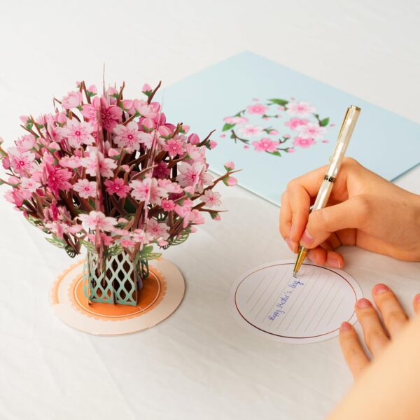 Limited Time Deal 10%OFF! Paper Love 3D Cherry Blossom Flower Bouquet Pop Up Card, - Image 6
