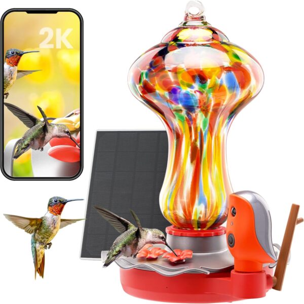 Limited Time Deal 48%OFF!  Glass Smart Hummingbird Feeder with 2K HD Camera