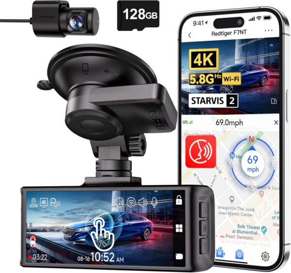 Limited Time Deal 35%OFF! REDTIGER 4K Dash Cam Front and Rear, STouch Screen WiFi Car Dash Camera,
