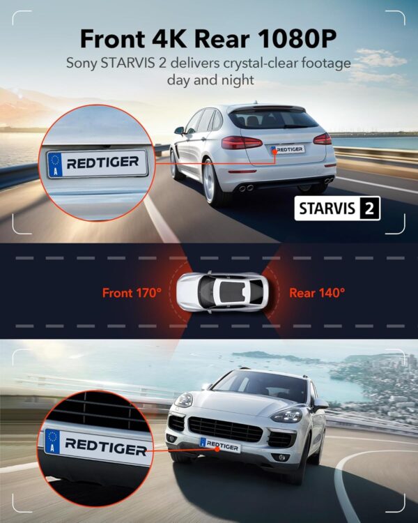 Limited Time Deal 35%OFF! REDTIGER 4K Dash Cam Front and Rear, STouch Screen WiFi Car Dash Camera, - Image 3