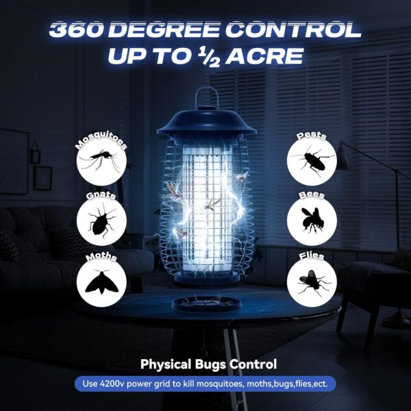 Limited Time Deal 40%OFF! Bug Zapper Indoor & Outdoor, 4200V Electric Mosquito Zapper - Image 3