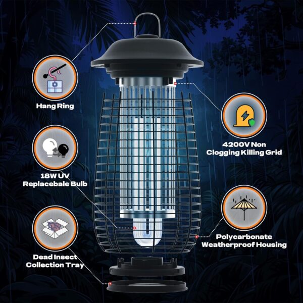 Limited Time Deal 40%OFF! Bug Zapper Indoor & Outdoor, 4200V Electric Mosquito Zapper - Image 6