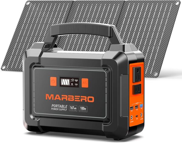 Limited Time Deal 13%OFF! MARBERO Solar Generator 167Wh Camping Portable Power Station
